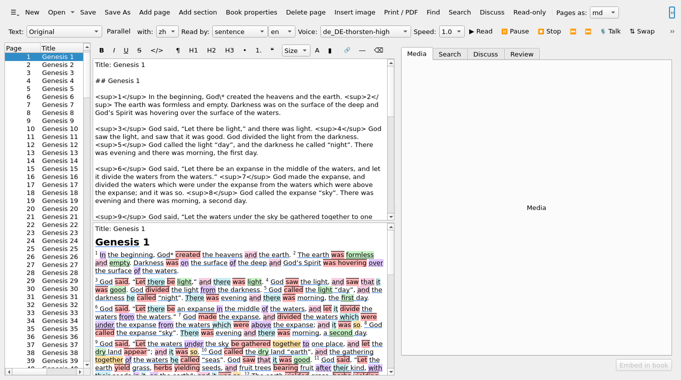 A page coloured by grammatical category