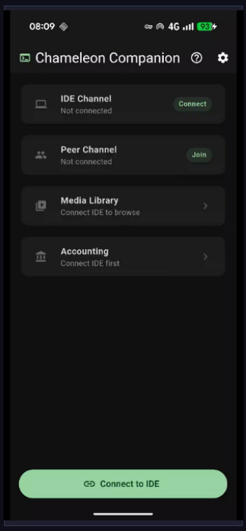 Companion app screen 1
