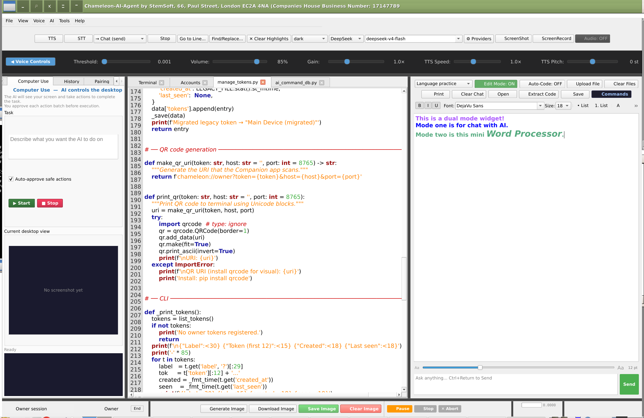 AI IDE voice and file browser