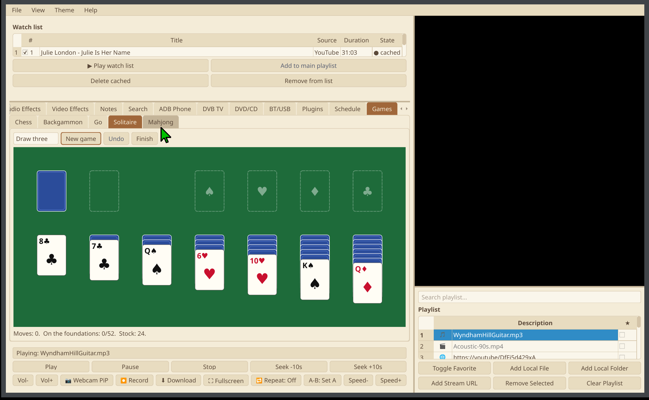 Chameleon Media Center — Klondike solitaire, draw three